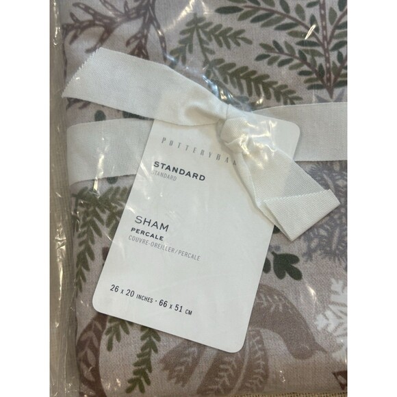 NEW S/2 Pottery barn Rustic Winter Forest STANDARD Percale PILLOWCASES Deer - Picture 2 of 3